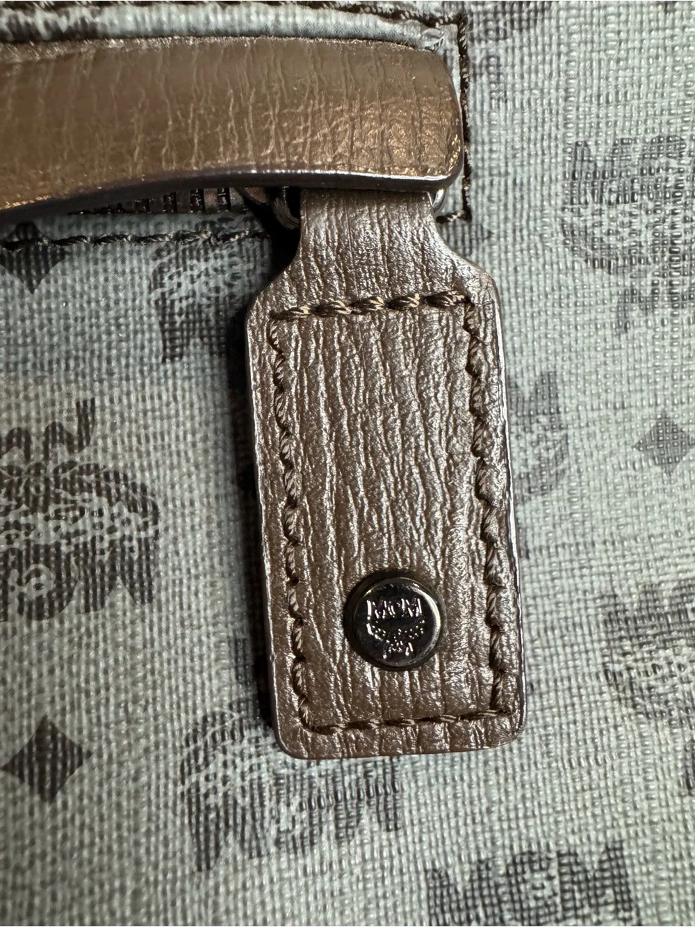MCM Gray Monogram Laptop Messenger Bag